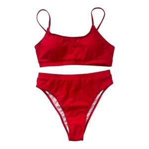 NWOT Women's Red Two-Piece Swimsuit Size L